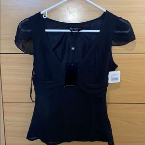 NWT Rock & Republic Collection Black Silk Top sz2